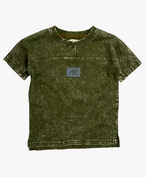 Angel & Rocket Half Sleeves Branded Yoke T-Shirt - Green
