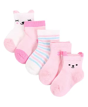 SYGA Non Slip Cotton Trainer Socks Pack of 5 Pairs - Pink 