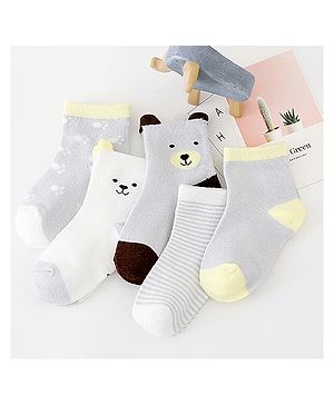 SYGA Non Slip Cotton Trainer Socks Pack of 5 Pairs - Grey 