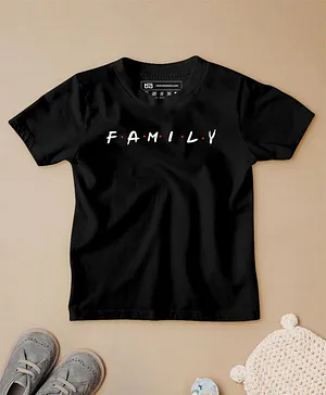 Be Awara Half Sleeves Family Text Print Tee - Black