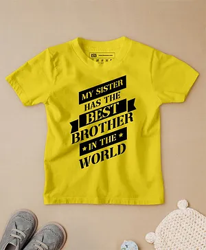 Be Awara Best Brother In The World Printed Half Sleeves Kids Tee - Yellow