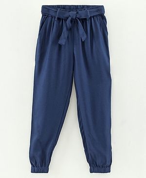 Pine Kids Full Length Solid Color Lounge Pants With Tie-Up At Waistband - Blue