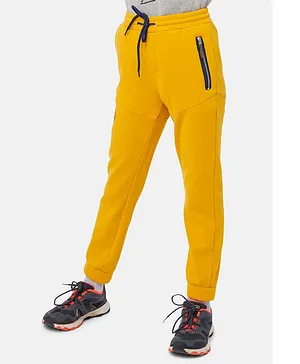 One Friday Full Length Logo Applique Joggers - Mustard Yellow