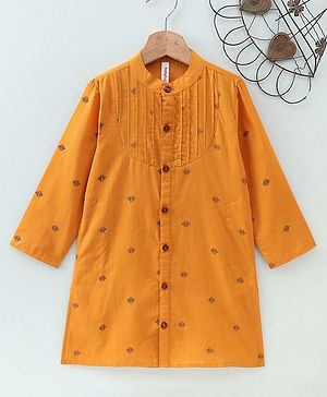 Babyhug Full Sleeve Kurta All Over Printed - Yellow