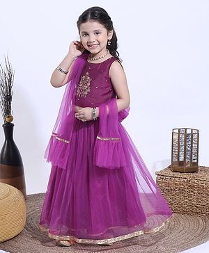 Babyhug Sleeveless Choli & Lehenga with Dupatta - Purple