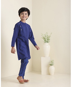 Babyhug Full Sleeves Solid Kurta Pyjama Set - Blue