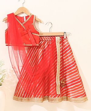 Babyhug Sleeveless Choli & Lehenga with Dupatta - Red