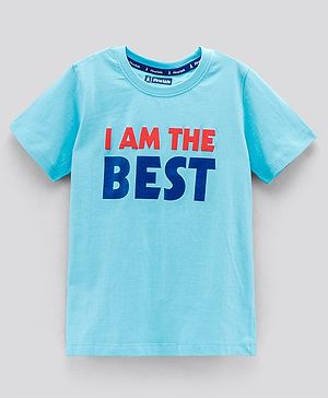 Pine Kids Biowashed Half Sleeves Tee Text Print - Blue