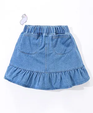 Kookie Kids Denim Washed Skirt Solid - Blue