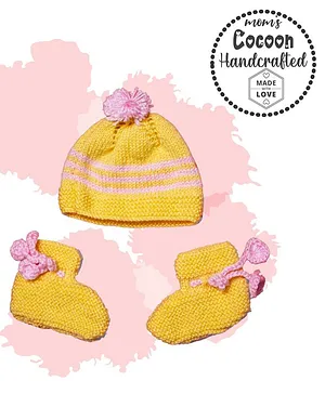 COCOON ORGANICS Striped Cap With Socks - Yellow