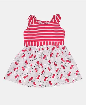Doodle Girls Clothing Sleeveless All Over Cherry Printed Dress - Pink