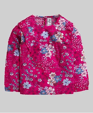 IndiUrbane Full Sleeves Floral Print Top - Pink