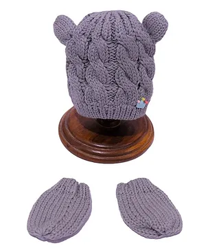 Tipy Tipy Tap Crown Embellished Cap With Mittens - Grey