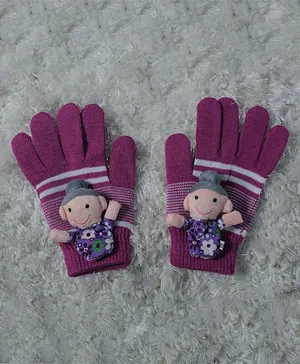 Tipy Tipy Tap Granny Applique Pair Of Gloves - Purple