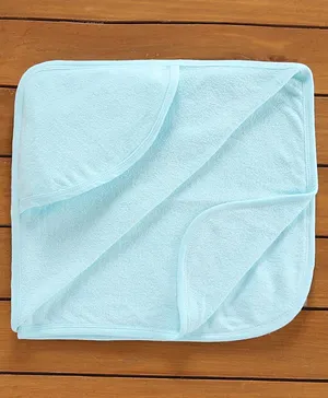 Babyhug Cotton Towel With Hood Solid- Blue