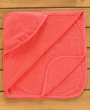 Babyhug Cotton Towel With Hood Solid- Red