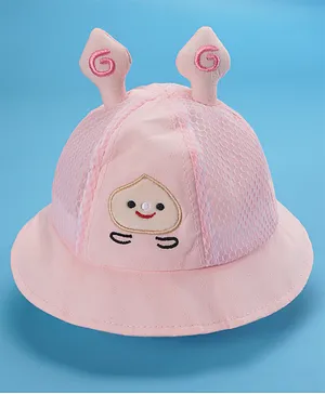 Babyhug Cotton Bucket Hats Embroidered Pink - Diameter 16 cm