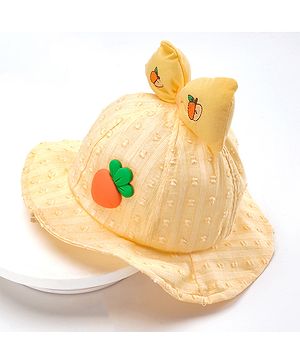 Babyhug Cotton Bucket Hats Embroidered Yellow - Diameter 15.5 cm