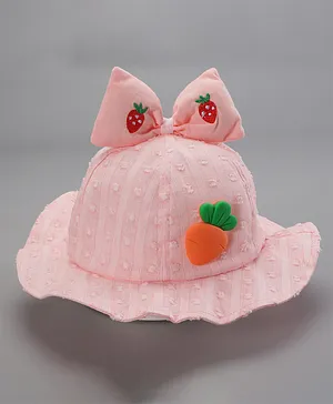 Babyhug Cotton Bucket Hats Embroidered Pink - Diameter 15.5 cm