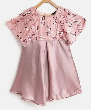 Bella Moda Short Sleeves Sequin Detailing Dress - Pink