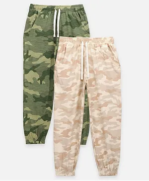 Lilpicks Couture Pack Of 2 Army Print Leggings - Green Pink