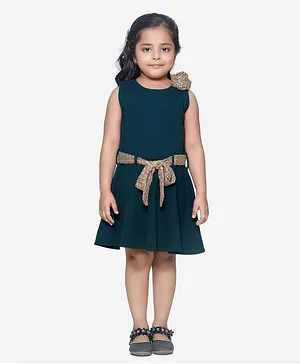 Lilpicks Couture Sleeveless Bow Detailed Dress - Blue