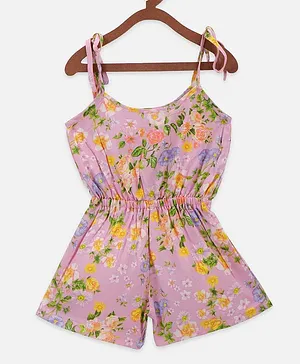 Lilpicks Couture Sleeveless Floral Print Jumpsuit - Pink
