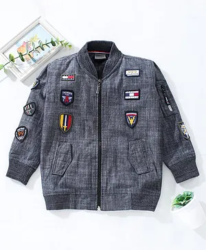 Rikidoos Full Sleeves Badge Detailing Jacket - Black