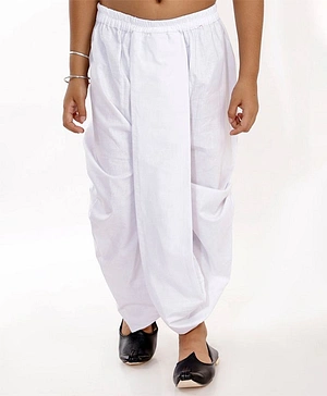 Vastramay Full Length Solid Colour Dhoti - White