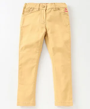 Jus Cubs Comfortable Solid Lycra Trousers - Honey Gold