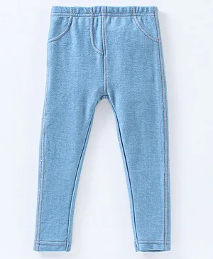 Jus Cubs Full Length  Jeggings Denim Effect Lycra  - Blue