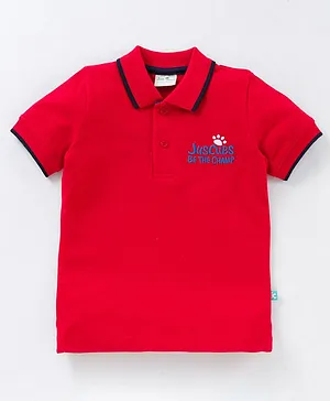 Jus Cubs Half Sleeves Solid Colour Polo Tee - Red