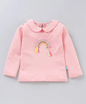 Jus Cubs Full Sleeves Rainbow Embroidered Tee - Pink