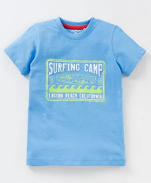 Jus Cubs Half Sleeves Surfing Camp Printed Tee - Light Blue