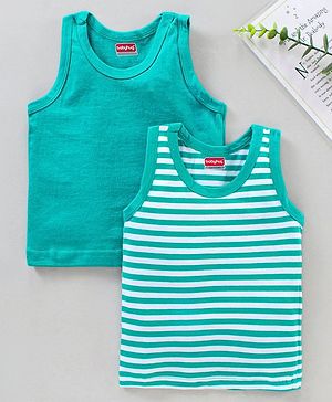 Babyhug 100% Cotton Sleeveless Sando Vests Pack of 2 - Green