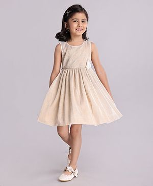 Babyhug Sleeveless Party Frock with Corsage - Pearly White