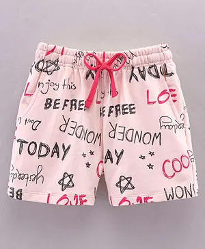Doreme Printed Shorts With Drawstring - Light Pink