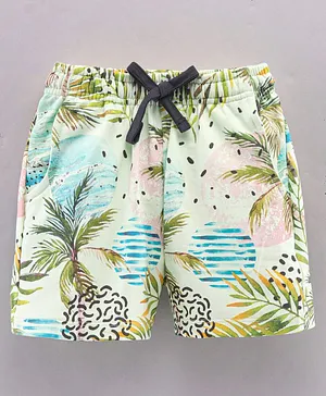Doreme Mid Thigh Shorts Beach Print - Green