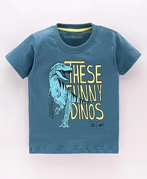 Doreme Half Sleeves T-Shirt Dino Print - Blue