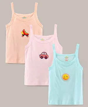 KandyFloss by Amul Sleeveless Slips Pack of 3 - Blue Pink Peach