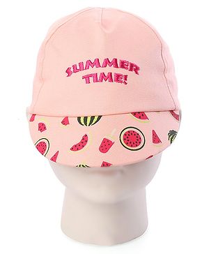 Babyhug Baby Summer Cap Summer Time Print Pink - Diameter 15 cm