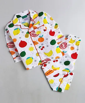 KOOCHI POOCHI Full Sleeves All Over Fruits Printed Night Suit - Multi Colour
