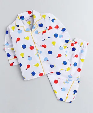 KOOCHI POOCHI Fruits Print Full Sleeves Night Suit - White