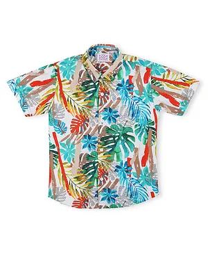 KOOCHI POOCHI Half Sleeves Leaves Print Shirt - Multi Colour