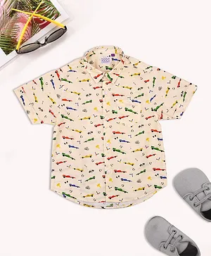 KOOCHI POOCHI Half Sleeves Car Print Shirt - Multi Colour
