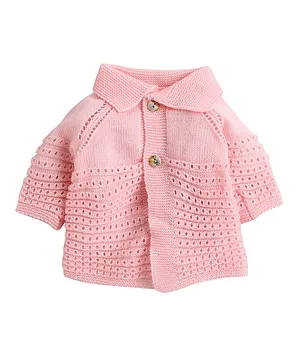 Little Angels Full Sleeves Solid Colour Cardigan - Light Pink