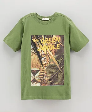 Adams Kids Half Sleeves Tiger Printed Tee - Green