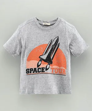 Adams Kids Half Sleeves Space Tour Printed Tee - Grey