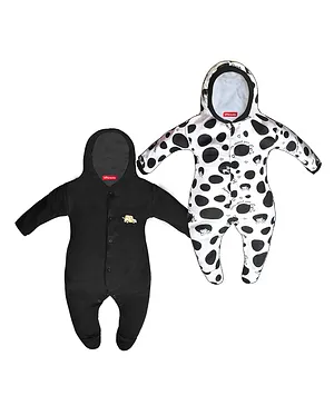 VParents Zoey Hooded Footed Rompers Pack of 2 - Black (Design May Vary)
