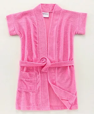 Bumzee Half Sleeves Solid Bathrobe - Pink